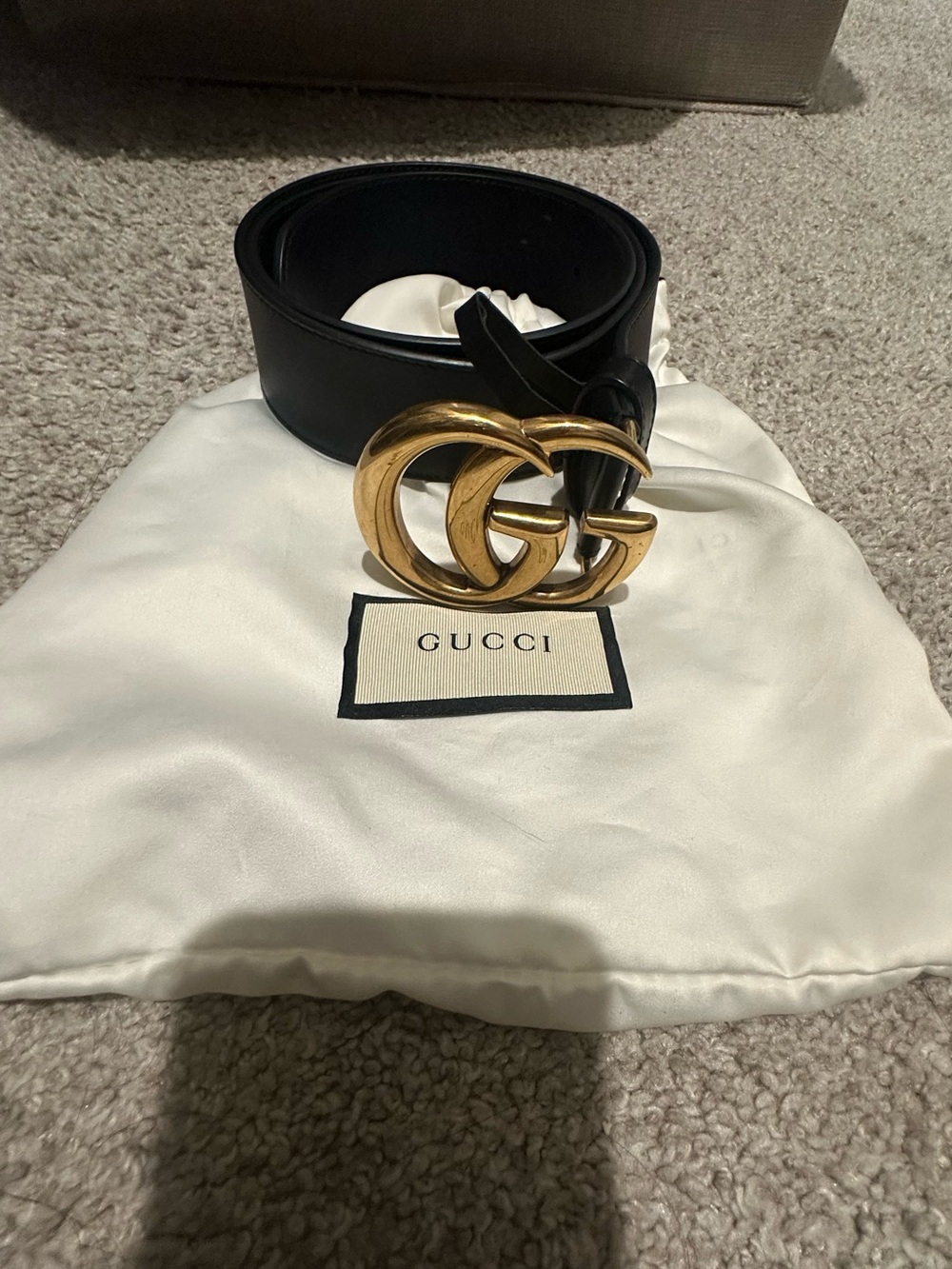 Gucci Black GG Marmont wide belt